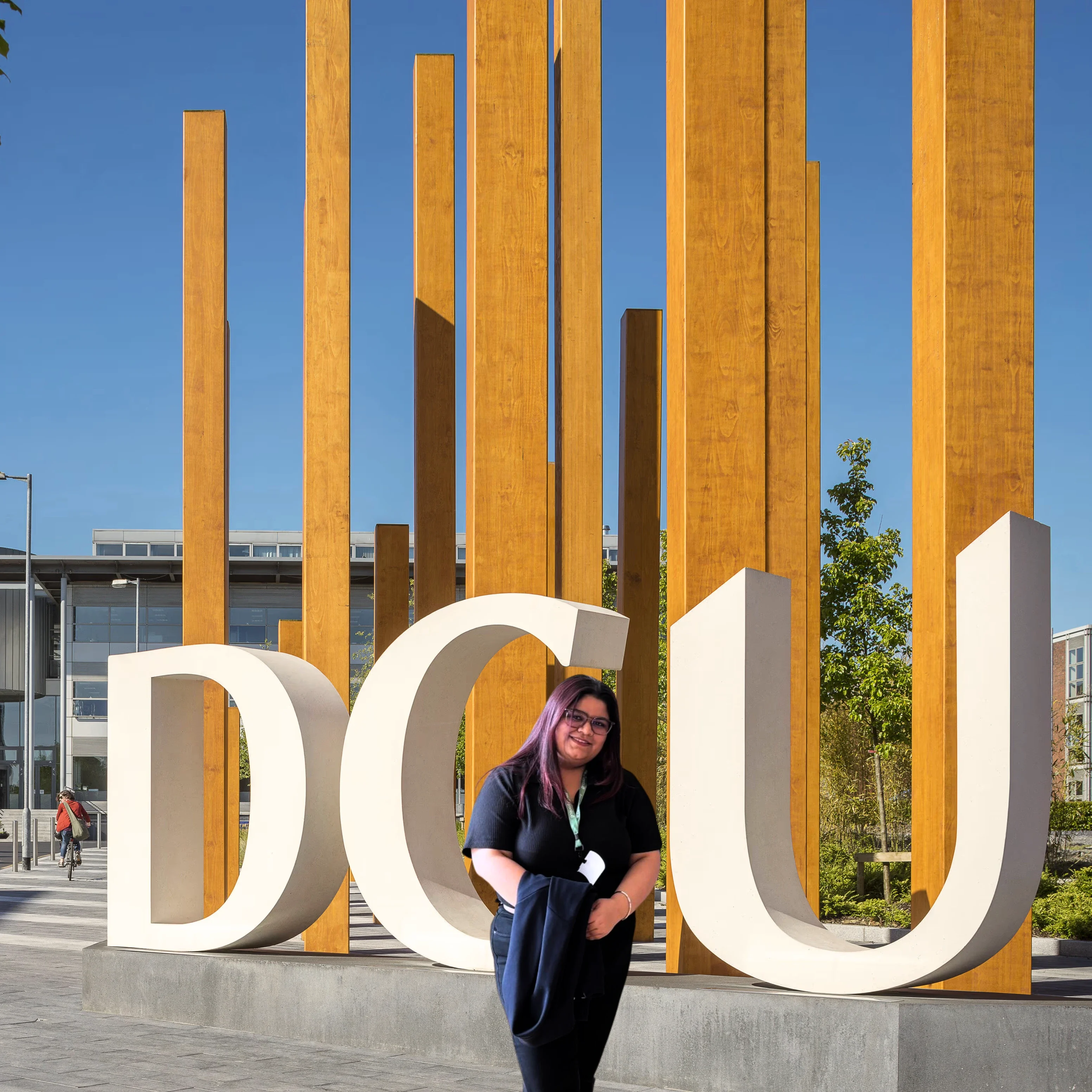 Student working on laptop at café